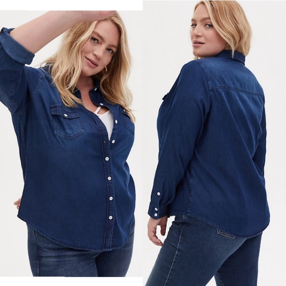 dark denim button up